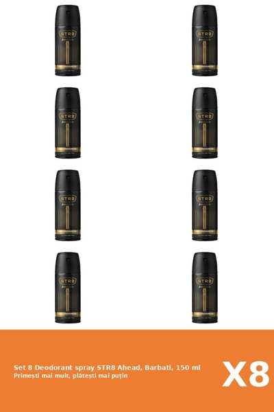 str8 Set of 8 Ahead Deodorant Spray, Men, 150 ml