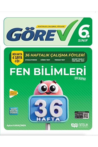 Nitelik Yayınları Nitelik 6.Sınıf Görev Fen Bilimleri 36 Haftalık Çalışma Föy...