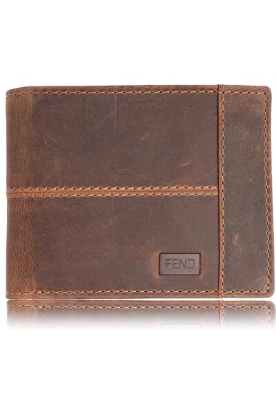 FEND Men's Genuine Leather RFID Wallet - Tan