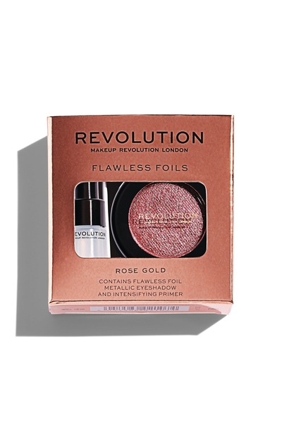 MAKEUP REVOLUTION Set Makeup Revolution: Flawless Foils, Vegan, Eyeshadow Primer, Eyeshadow Palette, Rose Gold