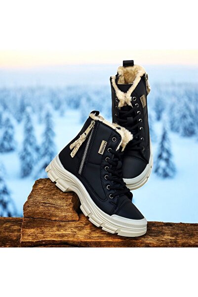 KAFKASLAR AYAKKABI TÜYLÜ İPLİ FERMUARLI KAYMAZ TABAN ORTOPEDİK KIZ ÇOCUK SPOR MODEL BOT