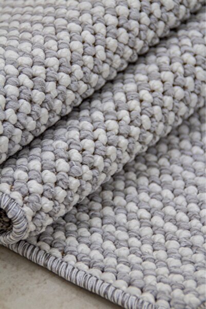 Evrium Home Gri Beyaz İskandinav Bukle Yumuşak Minimalist Salon Koridor Mutfak Çocuk Oturma Odası Halısı