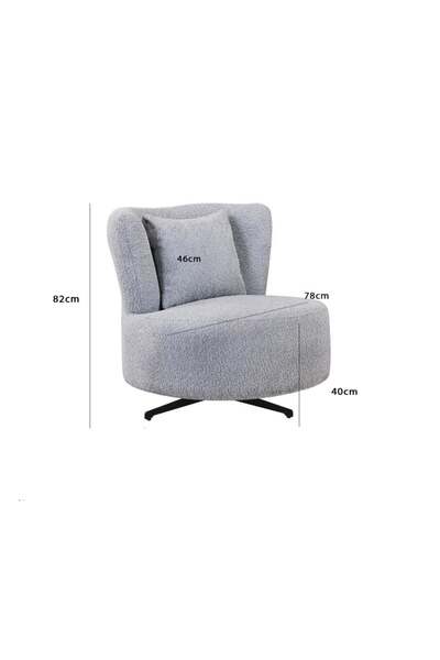 Family Ship Bouclé Swivel Chair - Gray