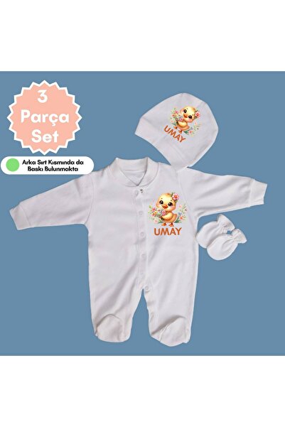 soft wing Set of 3 100% Cotton Newborn Baby Romper Hat Gloves Set with Chicks