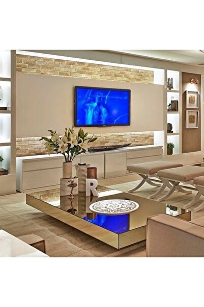 LUXURY VİLLA LUXURY KOMPLE GOLD AYNALI ORTA SEHPA 80X120 YÜKSEKLİK 28CM