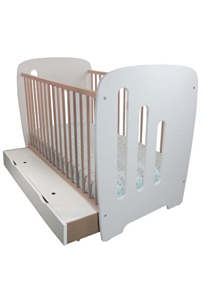 Primii Pasi Patut copii cu sertar 120x60 cm, structura lemn masiv fag si MDF, ajustabil 3 nivele inaltime