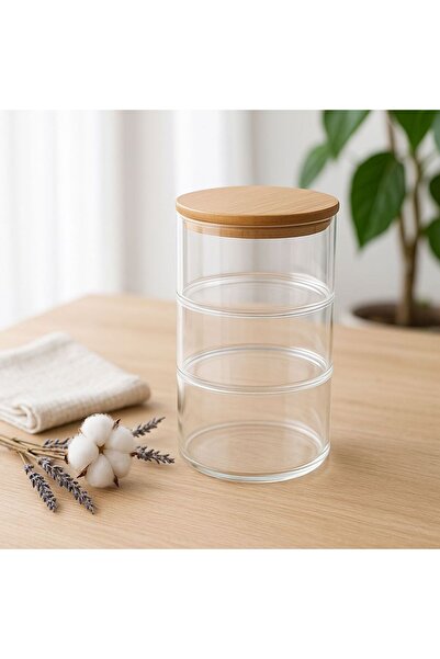 NUNU Stylish Kitchen Storage Set - 3-Piece Glass Storage Set - Glass Storage Container with Bamboo Lid