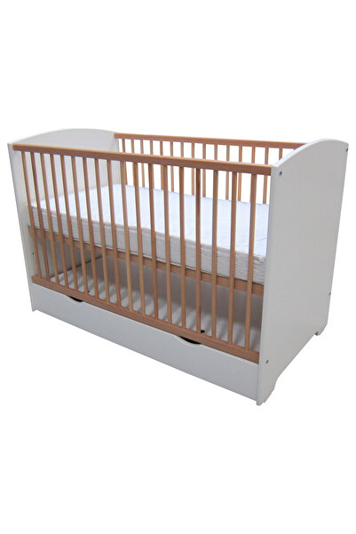 Primii Pasi Patut copii cu sertar 120x60 cm, structura lemn masiv si MDF, ajustabil 3 nivele