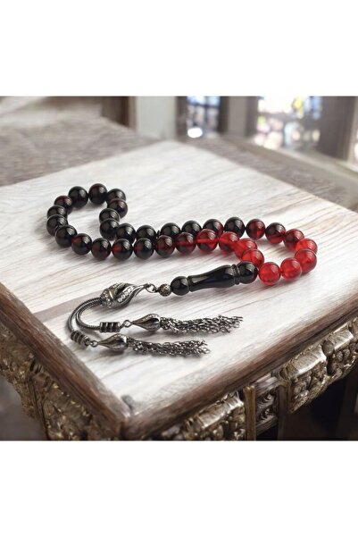 İnan Tesbih سبحة من حجر الزركون الفضي مع شراشيب من العنبر الناري