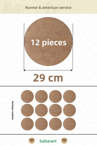 SaltanArt 29 سم قطر 12 قطعة شاحن الخدمة الأمريكية MDF Drolit تحت المغناطيس خش...