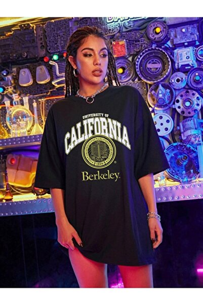 DEEPSENCE Tricou supradimensionat pentru femei Berkeleycallefornia Imprimare pe spate