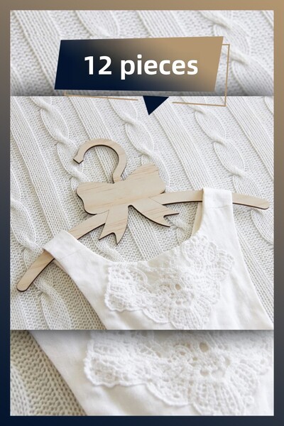 AHWALL Umeraș pentru copii din lemn MDF 12 bucăți Umeraș pentru panglică Umer...