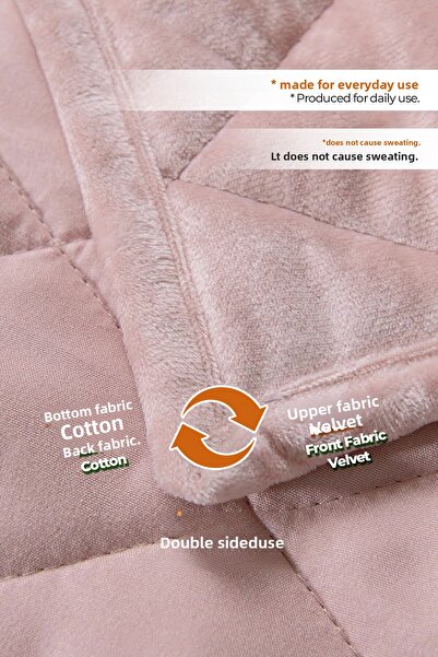 Evlen Home Collection Quilted Velvet Bed Cover Set Single Super Soft 2 Pieces Soft Fiber Filled Dowry Powder