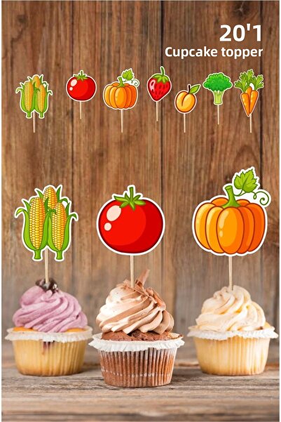 neşeli günlerim Ornament pentru scobitoare pentru cupcake cu tematică fermă c...