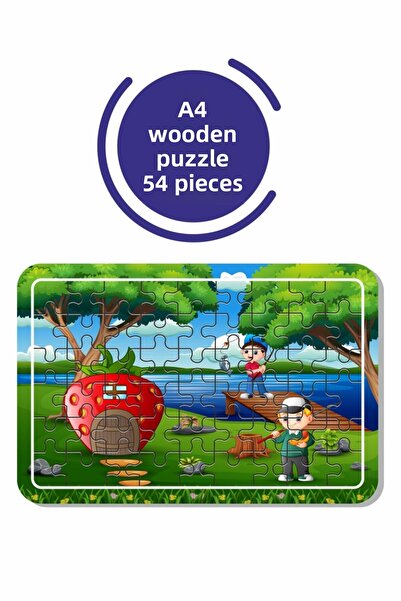 Baskı Atölyesi لغز الصيد في البحيرة مقاس A4 مكون من 54 قطعة، لعبة، منشار قطع