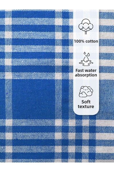 Tuable Pöti în carouri 6 bucăți cârpă de uscare albastră 45x70cm