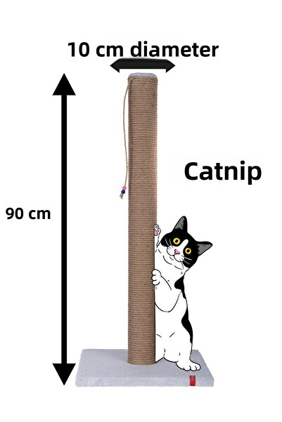 PUGALO 90cm Thick Pipe Giant Scratching Board with Catnip Gray