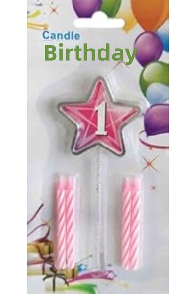 Cepahir شمعة كيك موديل نجمة وردية لعمر سنة واحدة