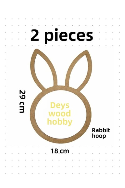 Ahşap Deys Hobby Rabbit Model 2 Pieces Raw Color Pulley Pulley for Macrame