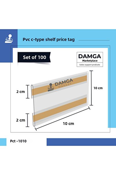 DamgaMarket حامل ملصقات أرفف من النوع C PVC لاصق 10 سم × 10 سم - عبوة من 100 ...