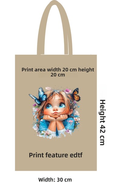 ilkadimbuklet 46 Thread Dtf Printed Cloth Bag with Handle – 30X42 cm Raw Cloth