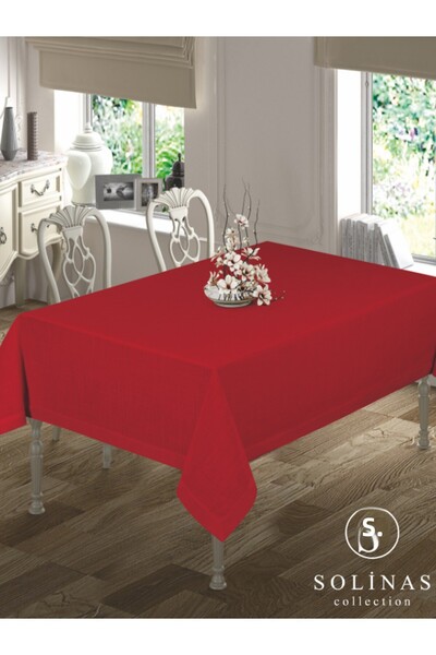 Solinas Collection مفرش طاولة من قماش ميلا جاردينيا باللون الأحمر