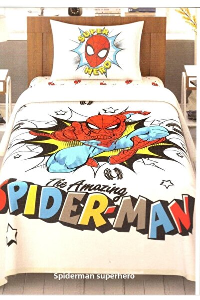 Taç Spiderman Super Hero Single Pique Set Elastic 100X200 cm Bed Sheet