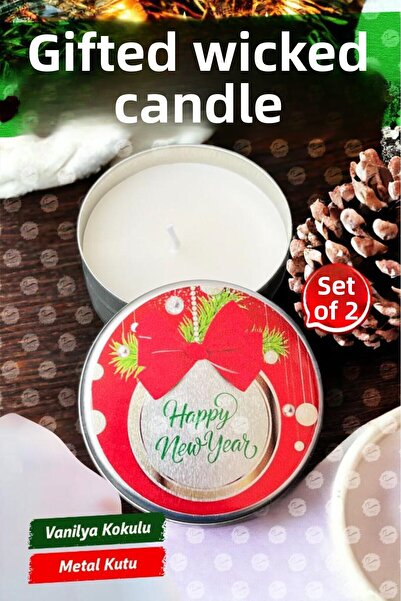 t tuğset etiket Cutie metalică pentru cadouri de Crăciun Set de 2 lumânări parfumate Nr.:2 lumânare cadou de Crăciun-T1105