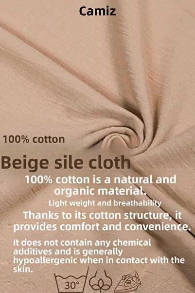 KAMİZ Beige Sile Cloth Organic Fabric - 100% Cotton Sile Cloth