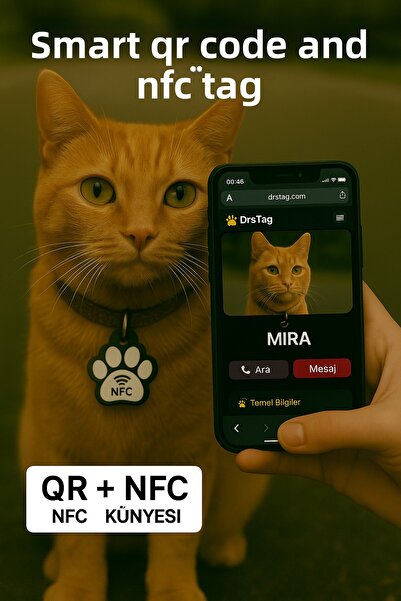 DRSTAG Cat Dog Tag with Smart Qr Code and Nfc Support