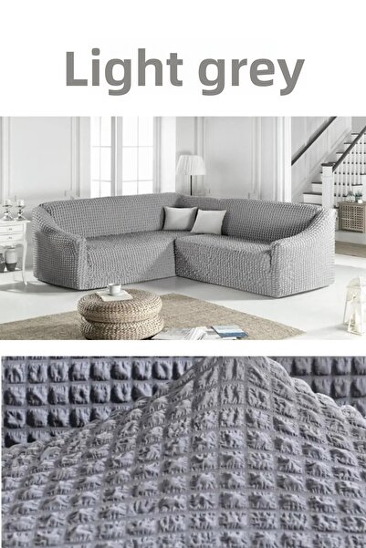 ELHOŞ غطاء أريكة زاوية Bürümcük L. غطاء أريكة سرير قابل للتمدد بدون تنورة.