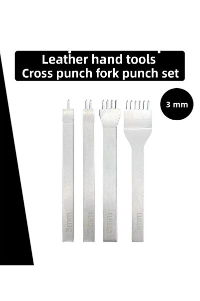 Dopar 4 τμχ Δερμάτινα εργαλεία χειρός 3mm - Συρραπτικό πιρουνιού διασταύρωσης