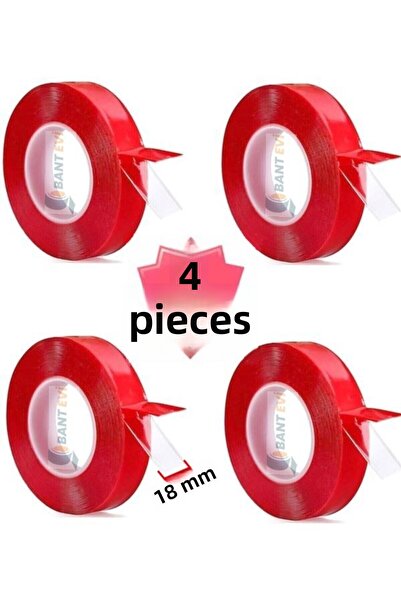 BANT EVİ Διαφανής διπλής όψης σιλικόνης 4 τεμάχια x 2 μέτρα Ισχυρή ταινία στή...