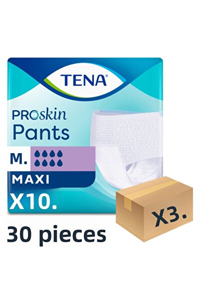 TENA سراويل بروسكين ماكسي ماصة، مقاس متوسط (م)، 8 قطرات، 3 عبوات من 10 30 قطعة