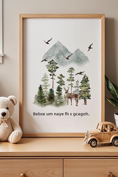 Opak Design Παιδικό δωμάτιο Deer in the Forest Ζωγραφική τοίχου με ξύλινο πλα...