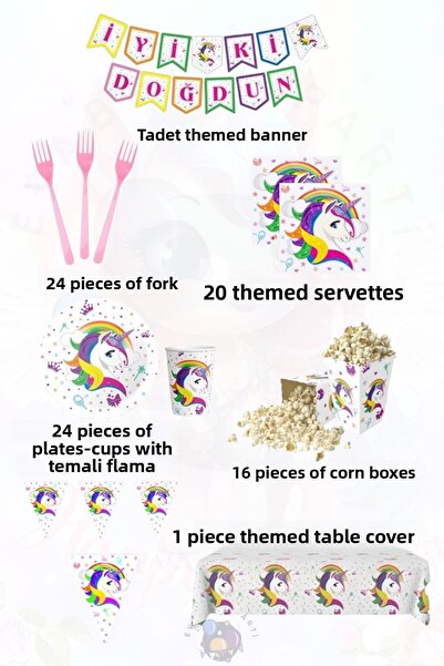 Evabrite Σετ με θέμα το Unicorn για 24 άτομα Lüxa - Προμήθειες σετ πάρτι για ...