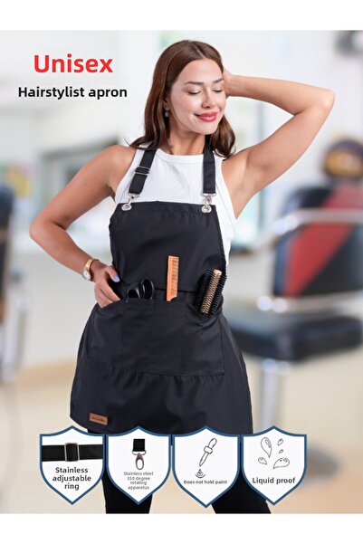 velvettowels مريلة تصفيف الشعر باللون الأسود مقاومة للماء والصبغ والبقع مع حل...