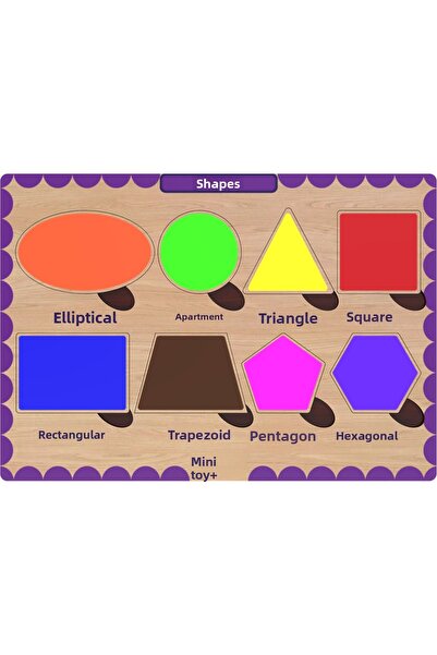minİQ toys Wooden Turkish Geometric Shapes Educational-Pedagogical Puzzle
