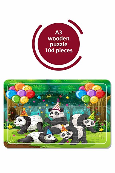 Baskı Atölyesi لغز حيوانات الباندا اللطيفة مقاس A3 مكون من 104 قطعة، لعبة، من...