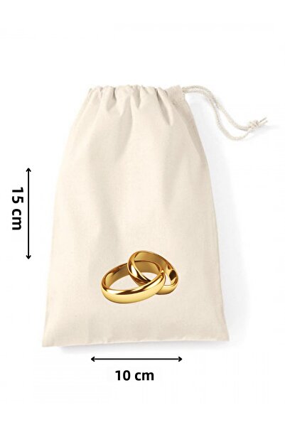 Elbasan Tekstil 10 قطع حقيبة قماش خام مطبوع عليها خاتم زواج مطبوع عليها خاتم ...
