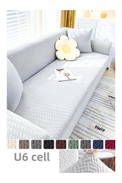 NEFİS HOME Husa de canapea cu model de caramida Husa de canapea pentru 3 persoane, elastica, anti-alunecare, 1 bucată