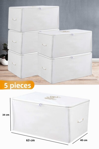 Serstil 5 Pieces - Medium Size White Storage Bag 63 X 40 X 34 Cm