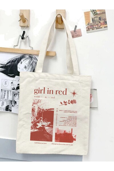 BUFUAL Girl in Red Cloth Bag, Tote Bag