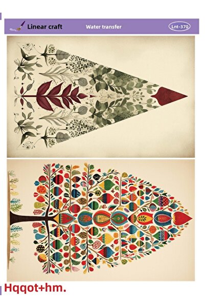 LİNEART Lnt 370 Bohemian - Pine Tree Pattern, Open Ground, 25*35 cm Transfer