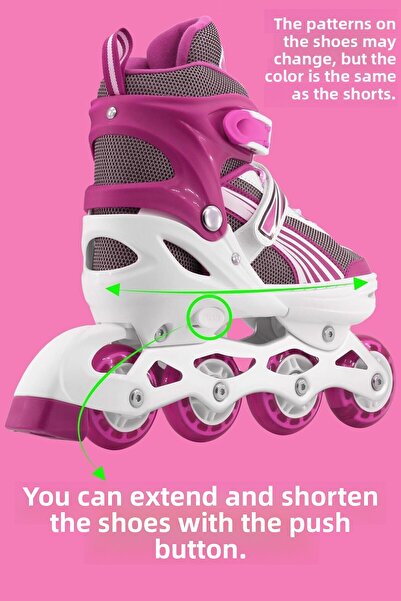 Telvesse Pink 8780 - Lighted Adjustable Wheel and Body Practice Metal Base Skate for Kids Youth