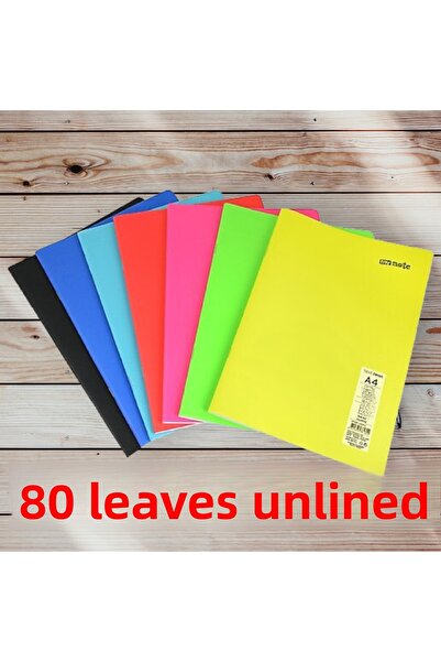 SEYFİKİRTASİYE Fără linii 4 bucăți A4 80 de coli CORDĂ CULORI NEON CARNET DE ACoperire din plastic 60GR FOI ALBE (CULOARE MIXTĂ)