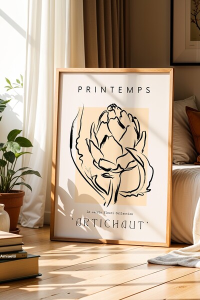 Opak Design Σειρά Printemps Jardin Gum Artichoke Beige Μινιμαλιστικό Πίνακας ...