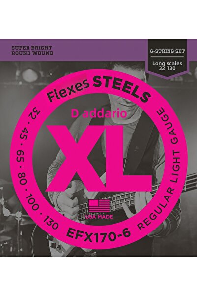 Daddario EFX170-6 SET DE CORZI PENTRU CHITARĂ BAS, 6 CORZI, FLEXSTEELS, REGUL...