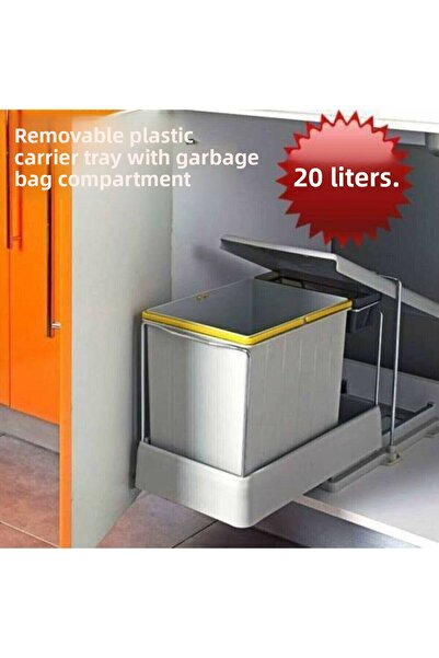 ozbience Gray Colored 20 Lt Rail Cabinet Trash Can