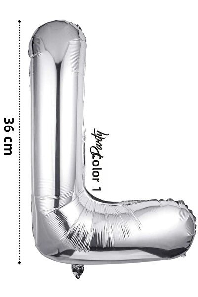 renk party Foil Balloon Letter L Helium Balloon 36 cm Silver Color - Letter L...